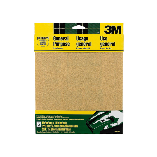 3M All Purpose Sandpaper Pack of 5 9x11"