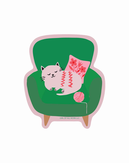 Armchair Cat Vinyl Sticker