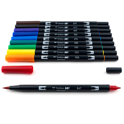 Tombow Dual Brush Pen Art Markers Set of 10 "Primary Colours"