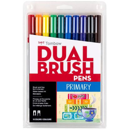 Tombow Dual Brush Pen Art Markers Set of 10 "Primary Colours"