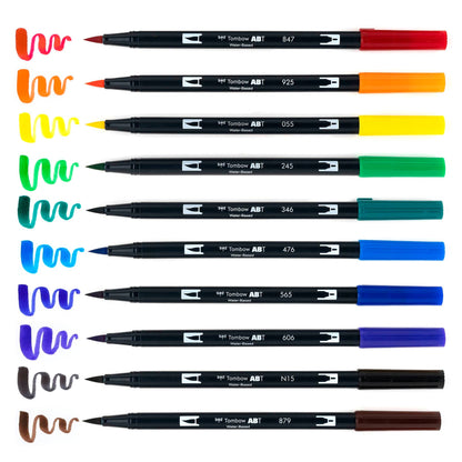 Tombow Dual Brush Pen Art Markers Set of 10 "Primary Colours"