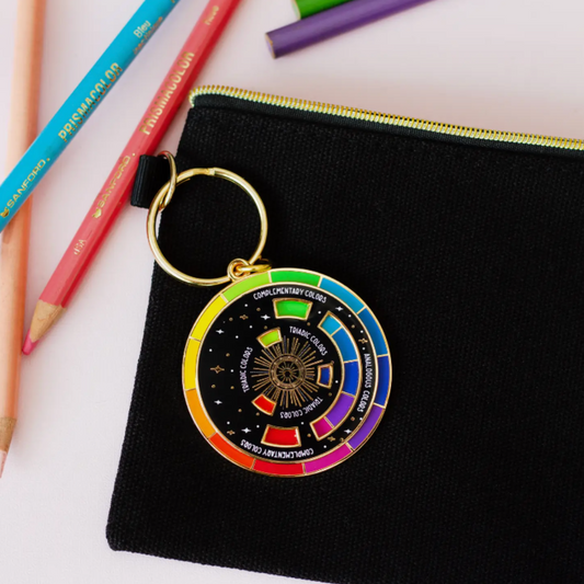 Colour Wheel Enamel Keychain Black/Gold