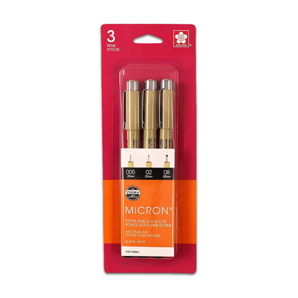 Sakura Micron Pigma Pen Set of 3 (005, 02, 08) Black