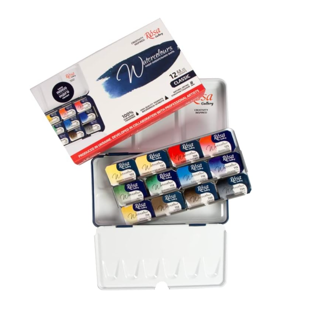 Rosa Gallery Classic Watercolour Set of 12 Pans