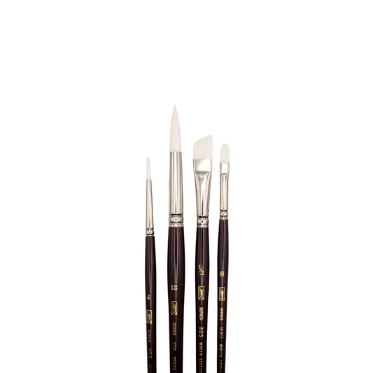 HJ White Taklon Acrylic Brush Sets