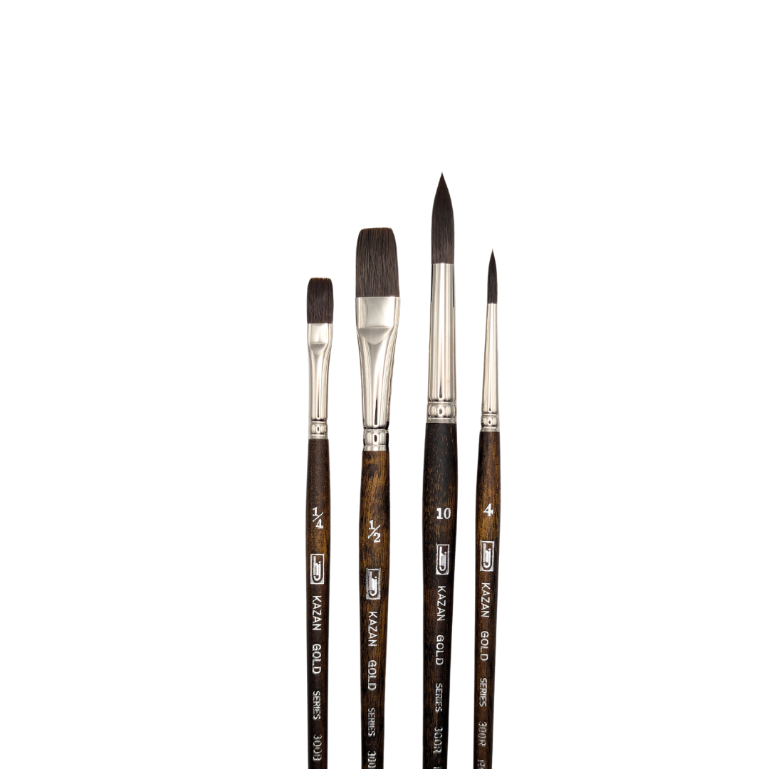 HJ White Taklon Artist Watercolour Brush Sets