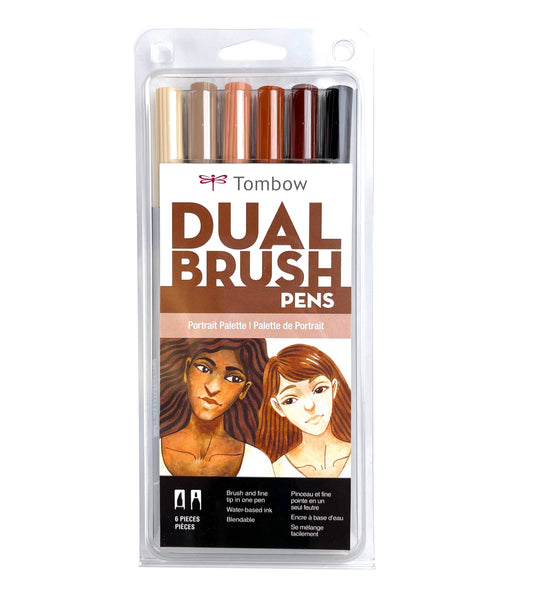 Tombow Dual Brush Pen Art Markers Set of 6 "Portrait Colours"