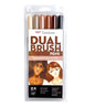 Tombow Dual Brush Pen Art Markers Set of 6 "Portrait Colours"