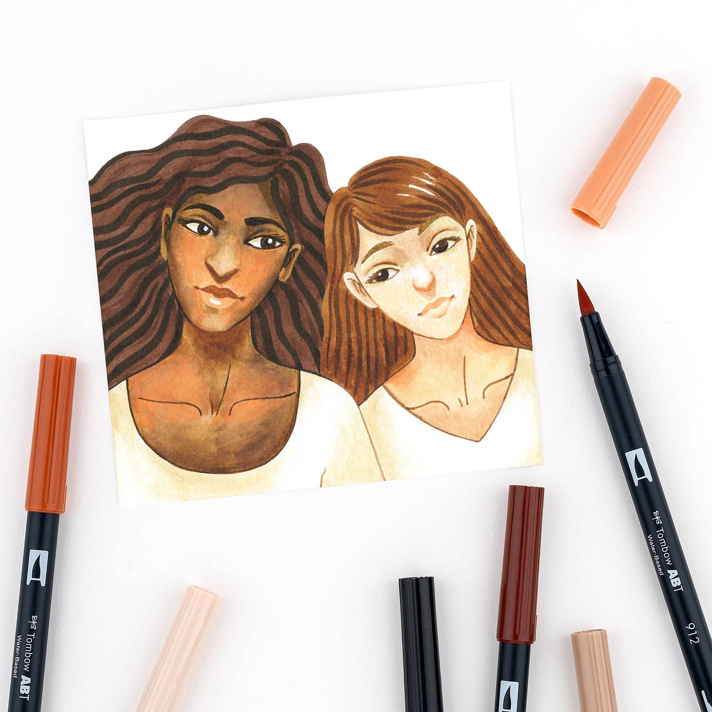 Tombow Dual Brush Pen Art Markers Set of 6 "Portrait Colours"