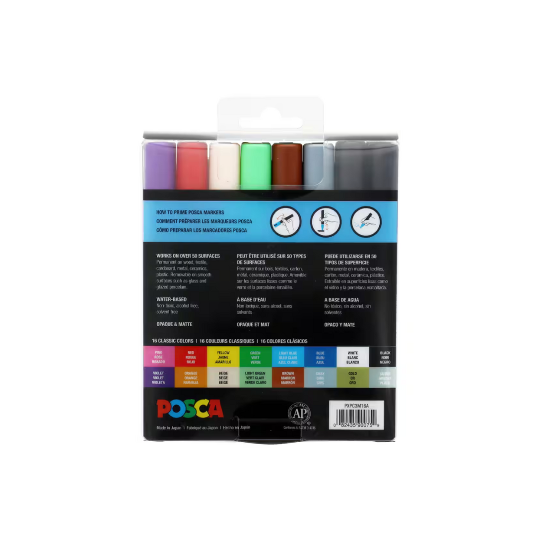 POSCA Paint Marker Set of 16 Colours PC-3M