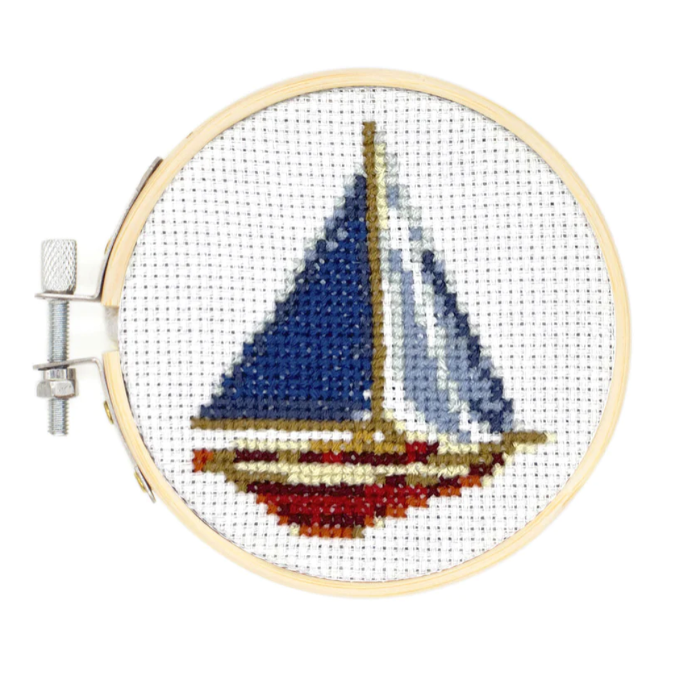 Kikkerland Mini Cross Stitch Embroidery Kit - Sailboat – Blank