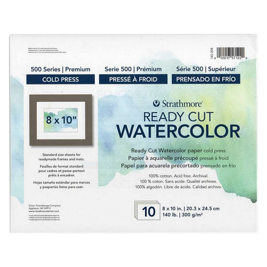 Strathmore Series 500 Ready Cut Watercolour Paper CP 10 Sheets 8x10" 100% Cotton