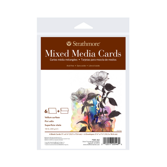 Strathmore Mixed Media Cards 5x7" Pack of 6 w/envelopes