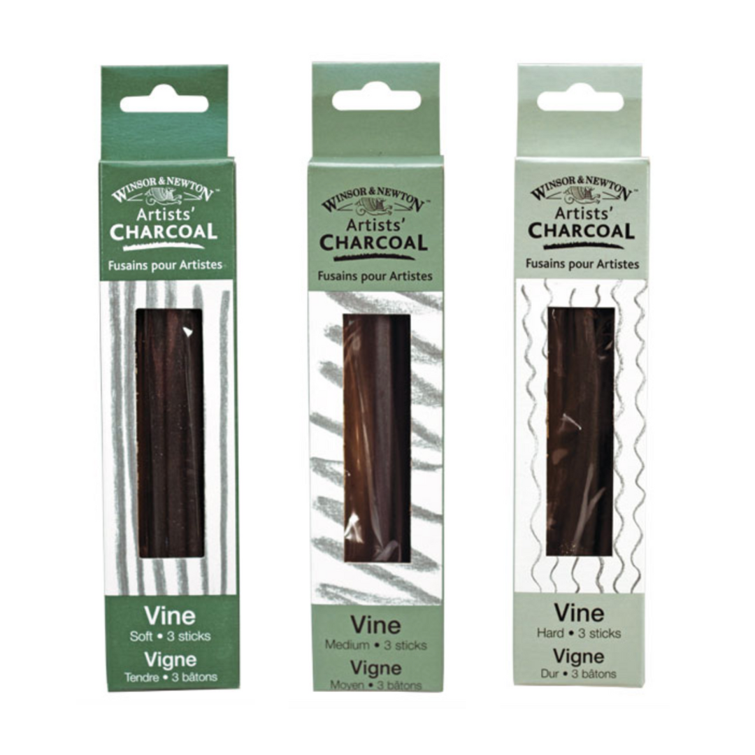 W&N Vine Charcoal Sticks Pack of 3